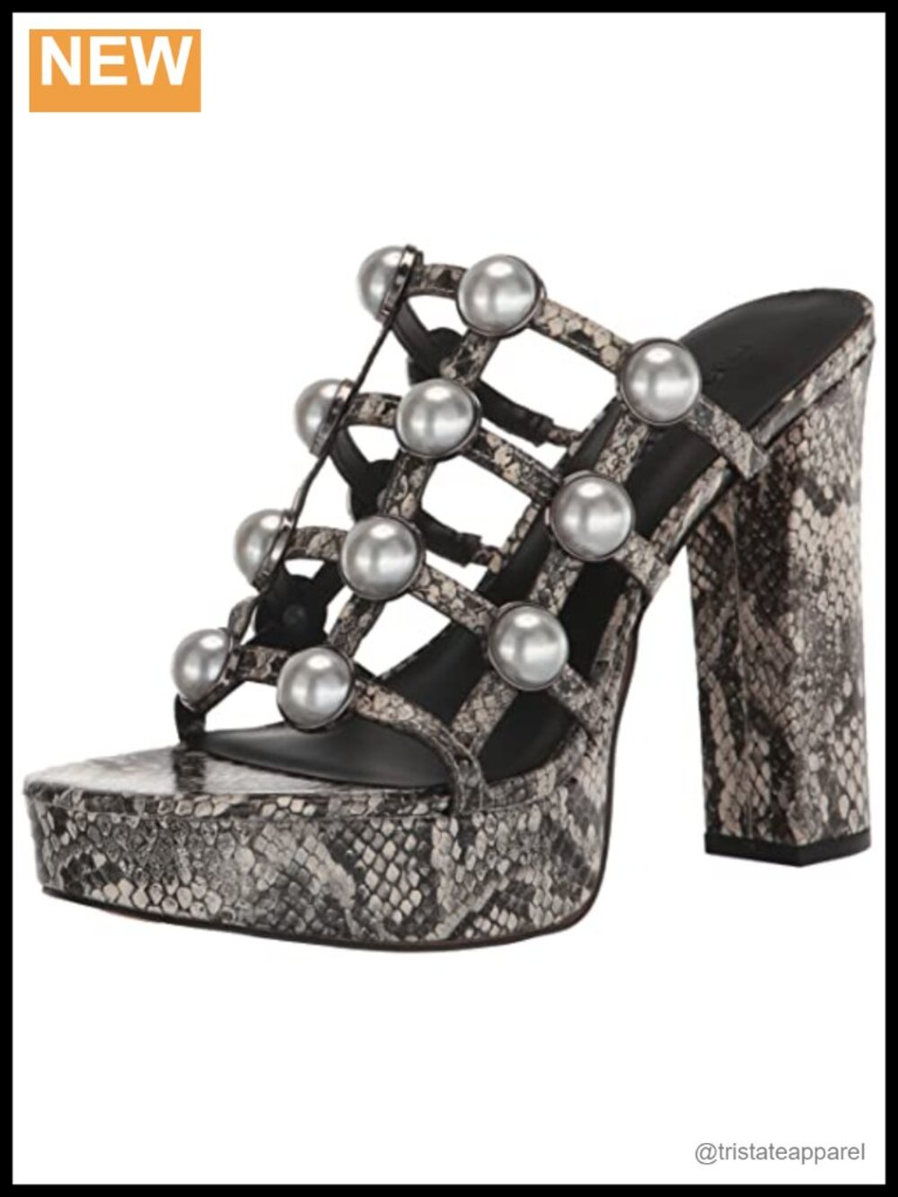 Platform Heel Sandal Faux Leather Slip On Closed Toe